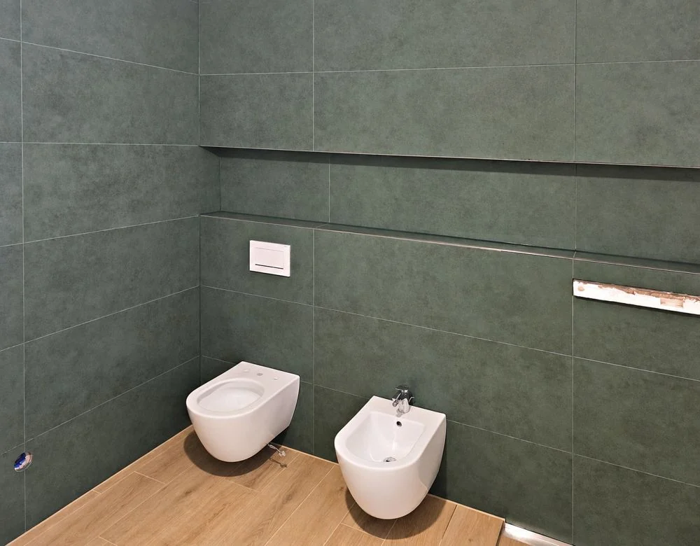 Gäste-WC mit Wandverkleidung